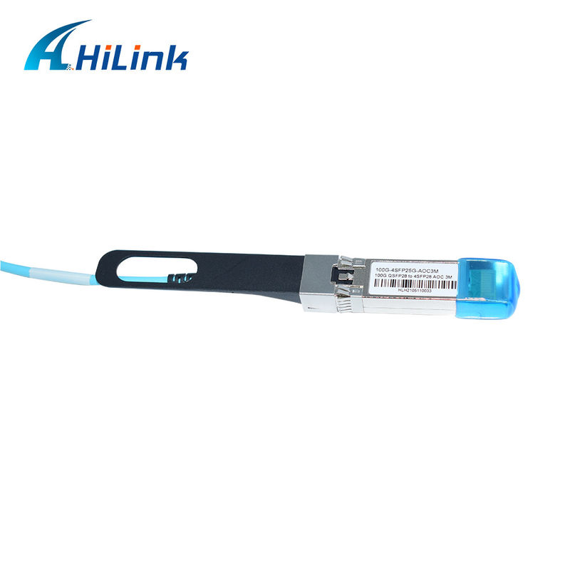 Πιστοποιημένο 100G QSFP28 έως 4xSFP28 AOC OM3 Breakout Active Optical Cable με μήκος καλωδίου 1-5m και πιστοποίηση CE RoHS