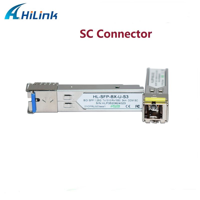 1.25G BIDI 1310/1550nm 3km SFP δέκτη για τη μετάδοση δεδομένων μεγάλης απόστασης σε θερμοκρασία 0 έως 70C