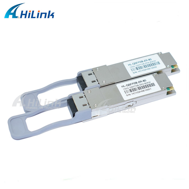 100Gb/s 80km QSFP28 Πομποδέκτης Hot Pluggable Διπλός Συνδετήρας LC LAN WDM EML TOSA SOA PIN SMF