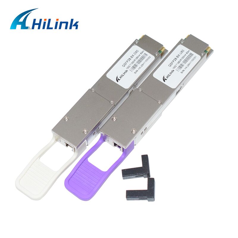 Οπτική μονάδα πομποδέκτη Hilink QSFP28-BX-U80/D80 100Gb/s BIDI με εμβέλεια 80km για 100G Ethernet