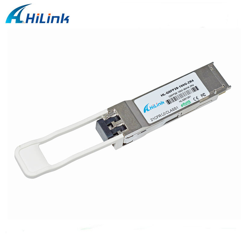 100Gb/s 80km QSFP28 Transceiver Hot Pluggable, Duplex LC Connector, EML+PIN with SOA Single mode DDM