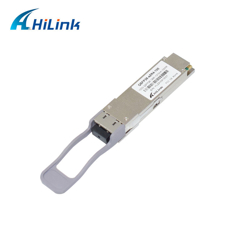 Οπτικός δέκτης λήψης Hilink 100G QSFP28 με απόσταση 100 χλμ. μήκος κύματος 1295~1304nm και ανιχνευτής PIN SOA